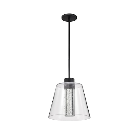 Nuvo Aura, 12 Inch LED Pendant, Matte Black, K9 Bubble Crystal, 3000K CCT 62/2172